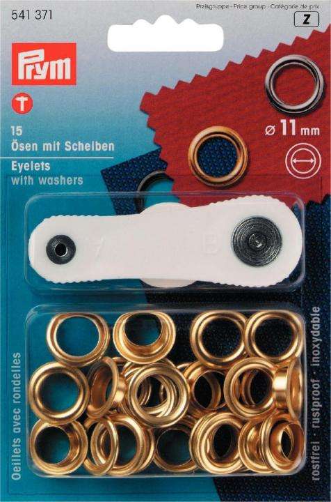 Ösen Gold mit Scheiben 11mm mit Werkz.
