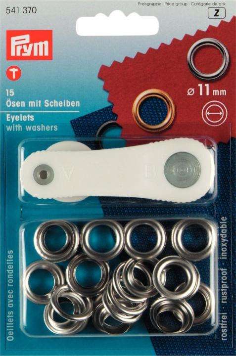 Ösen Silber mit Scheiben 11mm mit Werkz.