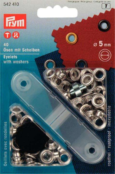 Ösen silber mit Scheiben 5mm 40 Stk mit Werkz.