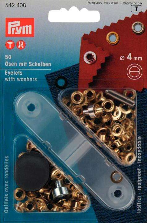 Ösen mit Scheiben Gold 4mm 50 Stk u.Werkz.