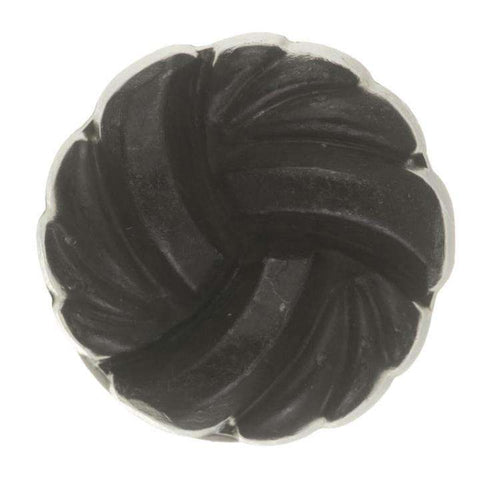 Metallknopf mit Muster in Schwarz mit Öse-Befestigung in 23 mm