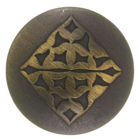 Metallknopf mit Muster in Messing mit Öse-Befestigung in 15–18 mm