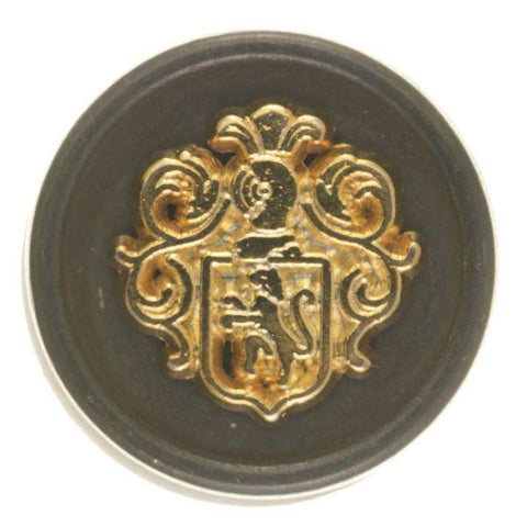 Metallknopf mit Wappenmotiv in Altsilber-Silber mit Öse-Befestigung in 15 mm