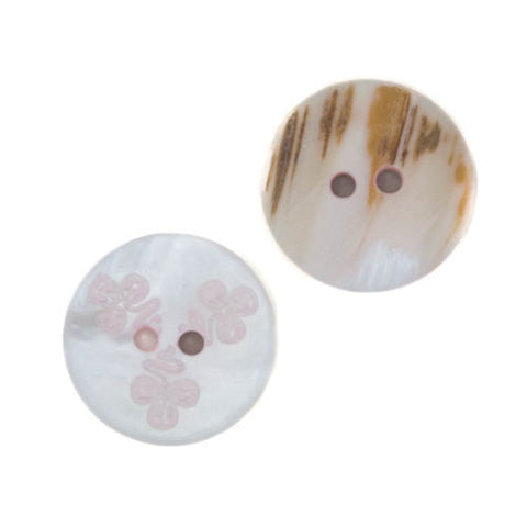 Echter Perlmuttknopf Natur in Creme/Natur/Rosa/Pink mit 2-Loch-Befestigung