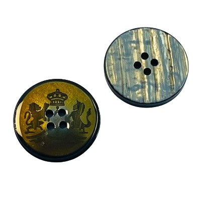 Braun/Goldfarbener Perlmuttimitatknopf mit 4-Loch-Befestigung