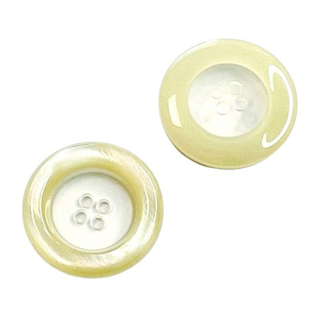 Beige/Transparenter Perlmuttimitatknopf mit 4-Loch-Befestigung