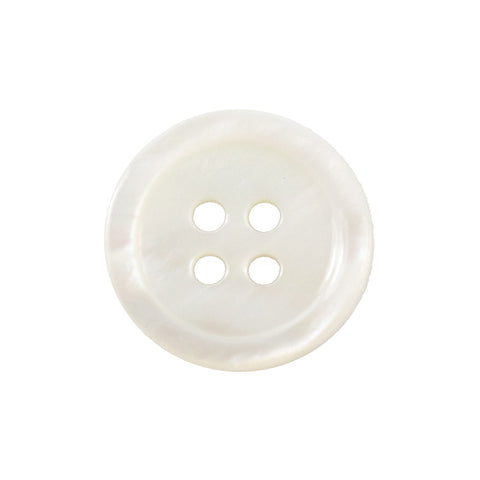 Hemdknopf aus Perlmutt Natur, Echter Perlmuttknopf Natur in Creme/Natur mit 4-Loch-Befestigung
