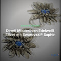 Dirndl Miederösen Edelweiß Silber mit Swarovski® Saphir – TS-100 – Clean Showcase
