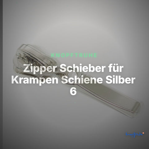 Zipper Schieber für Krampen Schiene Silber 6 mm – Metall RV-6 – Clean Showcase