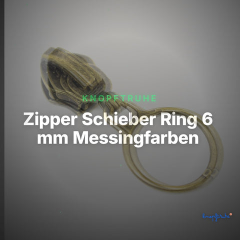 Zipper Schieber Ring 6 mm Messingfarben – Metallschieber RV-3 – Clean Showcase