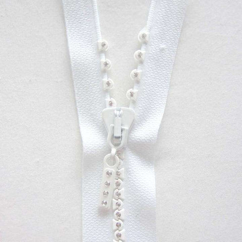 Reissverschluß mit Swarovski® Crystal weiß