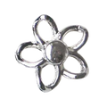 Silberfarbener Blumen Ösenknopf mit filigranem Blütendesign – dekorativer Metallknopf für Trachtenmode, Dirndl und kreative Nähprojekte.
