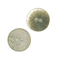 Trachten Knopf 2 -Loch hell Gold mit edlem Ornament TK-146 icegold -weiß