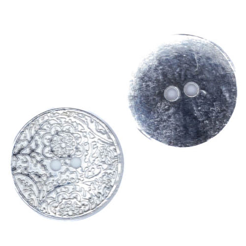 Trachten Knopf 2 -Loch Silber mit edlem Ornament TK-146