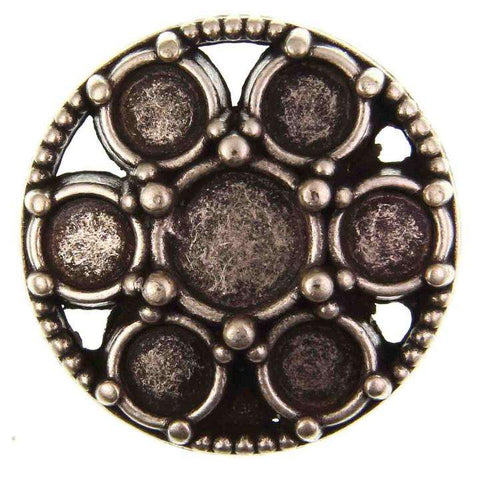 Metallknopf mit Trachtenoptik in Altsilber-Silber mit Öse-Befestigung in 20–28 mm