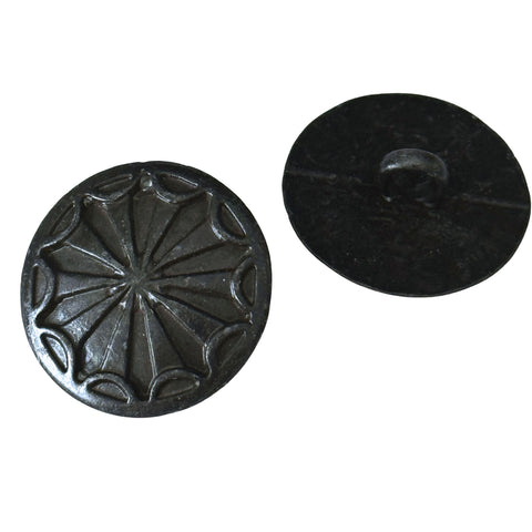 Knopf mit Sternmotiv aus Dreiecken in Altmetalloptik, Rückseite mit Öse