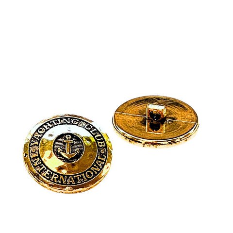Maritimer Uniformknopf in Gold glänzend mit Anker Motiv im Yachting Club Stil