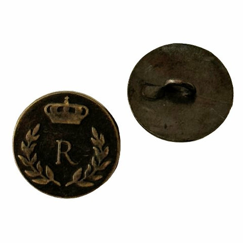 Metallknopf mit Wappenmotiv Kronenmotiv in Messing mit Öse-Befestigung in 18–23 mm