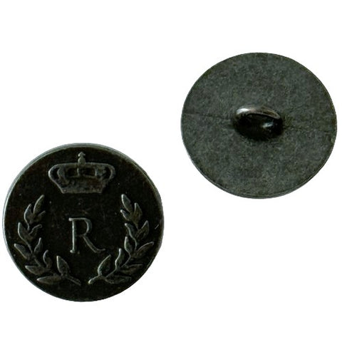 Metallknopf mit Wappenmotiv Kronenmotiv in Schwarz mit Öse-Befestigung in 18–23 mm