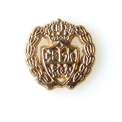 Metallknopf mit Kronenmotiv in Gold mit Öse-Befestigung in 12–15 mm