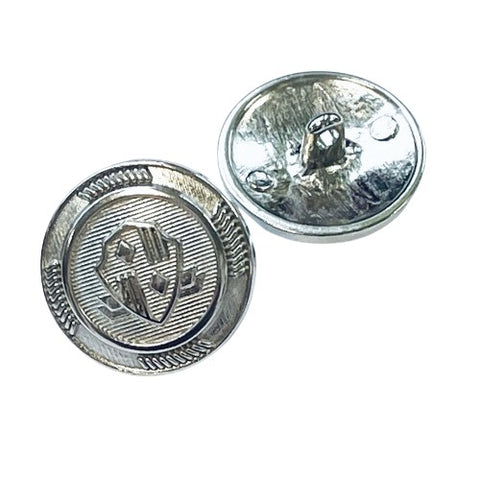 Metallknopf mit Wappenmotiv in Silber mit Öse-Befestigung in 15–20 mm