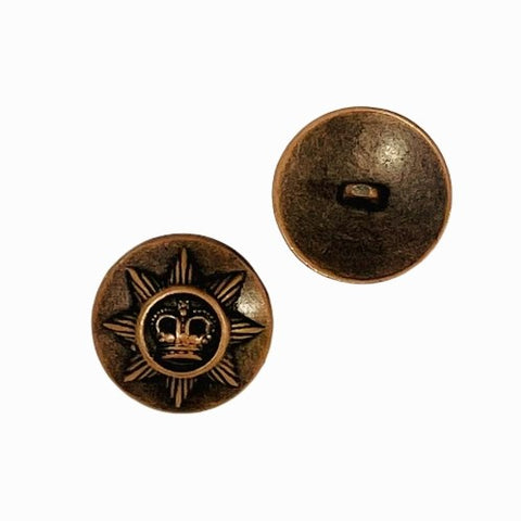 Metallknopf mit Wappenmotiv in Kupfer mit Öse-Befestigung in 22 mm