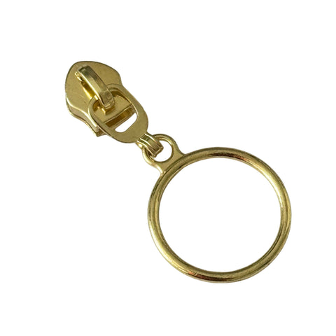 Reißverschluss-Schieber RV-3 goldfarben mit Ring für 6 mm Schiene