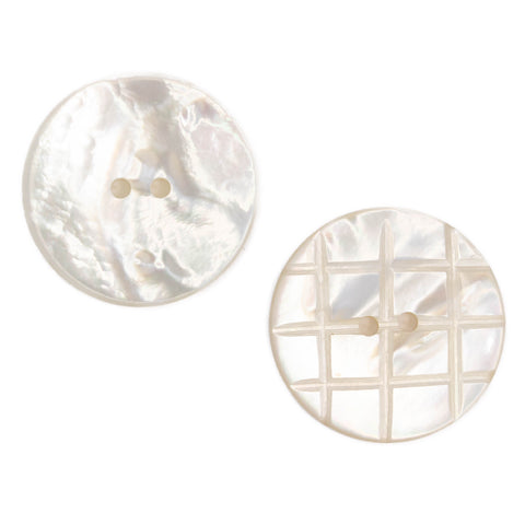 Echter Perlmuttknopf Natur in Creme/Natur mit 2-Loch-Befestigung
